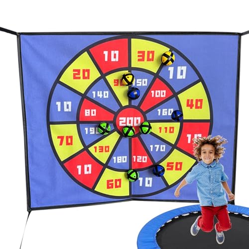 Tablero De Dardos - Accesorio De Juego De Tablero De Dardos De Trampolín - Actividades Deportivas De Lanzamiento Recreativo Con 10 Juguetes Interactivos De Lanzamiento De Bolas Adhesivas Para Patio In