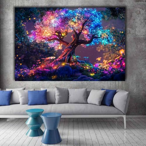 Tableau arbre de vie impression d'art moderne multicolore 60x90 - 2