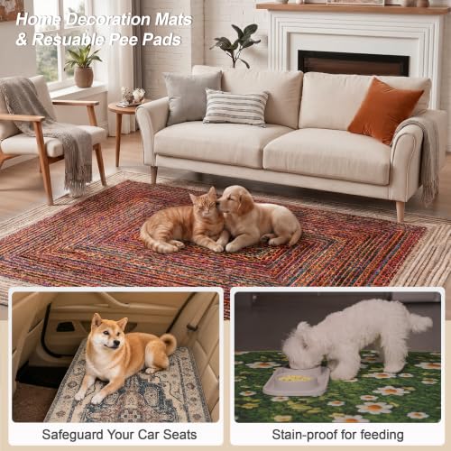 Image of Washable Pee Pads for Dogs 24 inchx72 inch 2 Pack Reusable Puppy Potty Pad | Super Absorbent Waterproof NonSlip LeakProof Crate&Playpen Floor Mat for Cats, Rabbits, Guinea Pigs, Whelping & Housebreaking