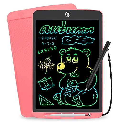 LCD Writing Tablet 12 Inch Toddler Doodle Board,Colorful Drawing Tablet Writing Pad,Erasable Electronic Painting Pads,Educational and Learning Girls Gifts Toys for 3 4 5 6 7 Year Old Girls Boys(Pink)