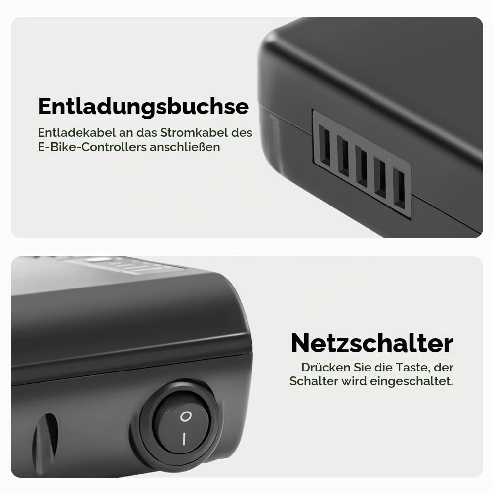 E-Bike Li-ion Batterie 36V 10,4Ah für MiFa, Zündapp, Ansmann Gepäckträgerbatterie