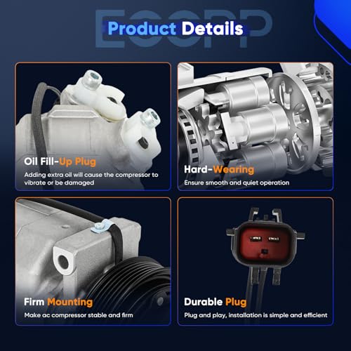 Image of ECCPP A /C Compressor with Clutch Fit for Dodge Journey 3.5L 2009-2010 | Fast Cooling AC Compressor