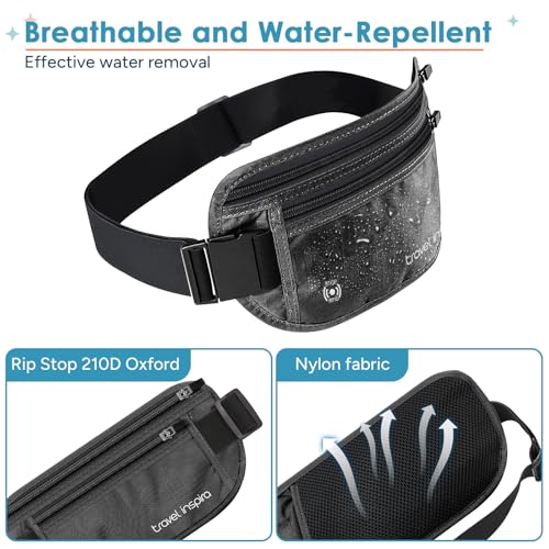 travel inspira travel money belt with slim anti-theft rfid blocking passport holder for travel concealed under clothes for ultimate protection of credit cards cash passport amp documents black