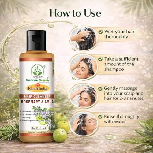 Image of Rosemary & Amla Herbal Hair Shampoo for Hair Fall Control, Scalp Nourishment & Strong Healthy Hair, Deep Cleansing Shampoo for Men & Women (PACK OF 2)