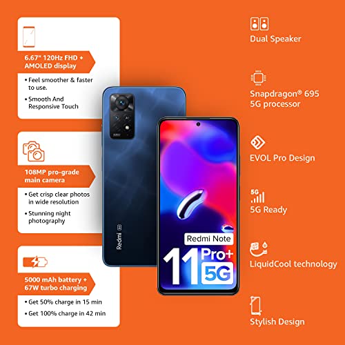 Xiaomi Redmi Note 11 Pro+ 5G 8RAM 256GB Mirage Blue - Azul - Idioma Português (India)