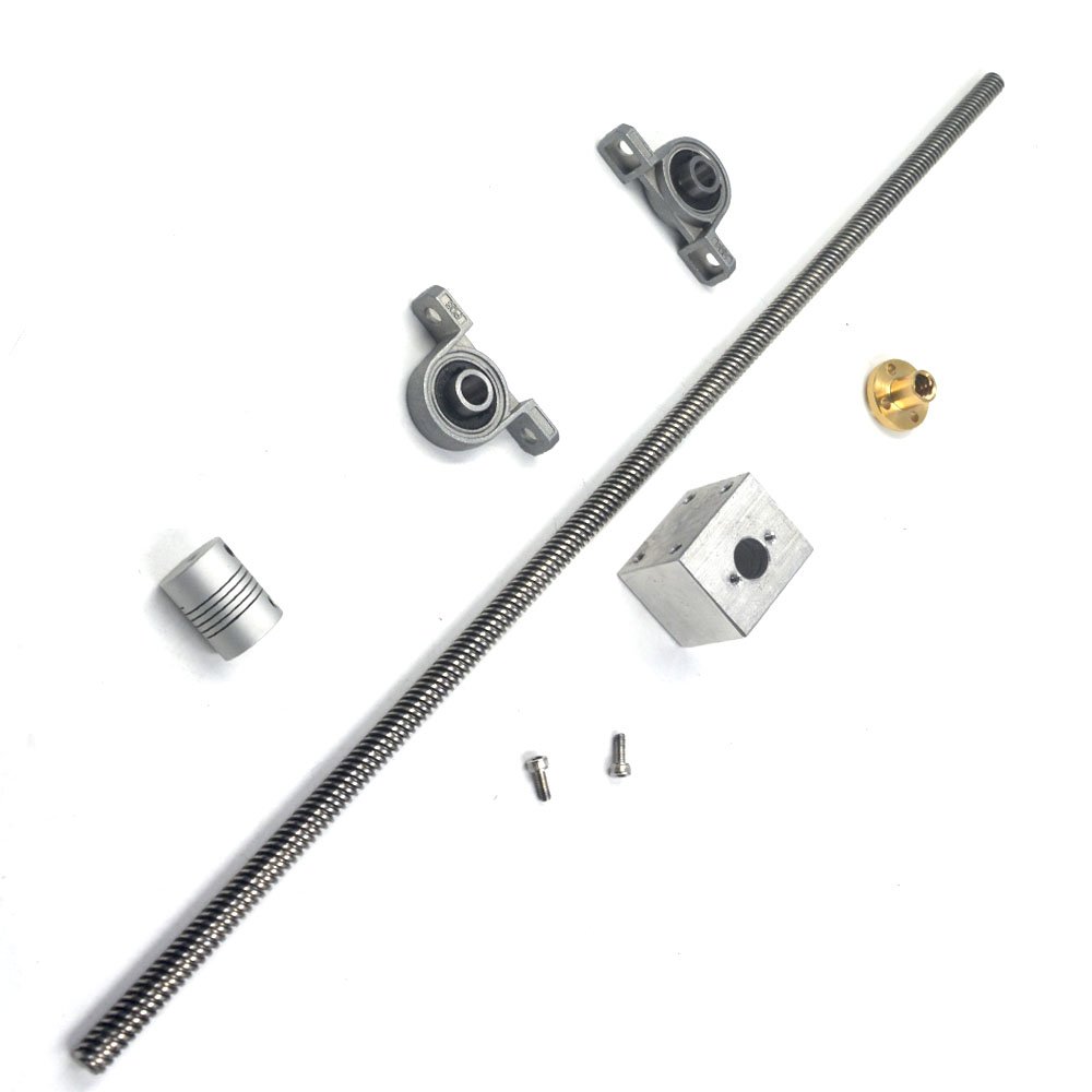 T8 Lead Screw Kit, Mergorun 450mm Length 8mm Dia Silver Vertical 2mm