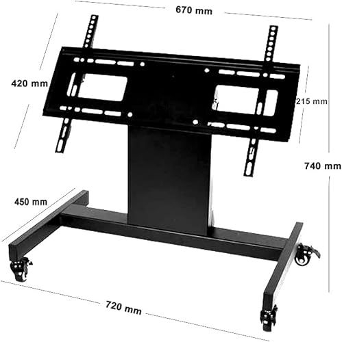 Miniatura 6 de Soporte de TV rodante, carrito de TV móvil, carrito de monitor de confianza de piso de bajo perfil para pantalla de 32 a 75 pulgadas, altura