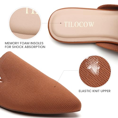 Image of Tilocow Knit Mules Office Slip on Loafers Business Casual Flats for Women