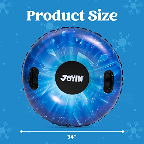 Joyin 2 Pack Snow Tube,34" Inflatable Snow Sled For Kids And Adults,Heavy-Duty Snow Tube For Sledding Great Inflatable Snow Tubes For Family Activities Winter Fun (Ice) #TOP2