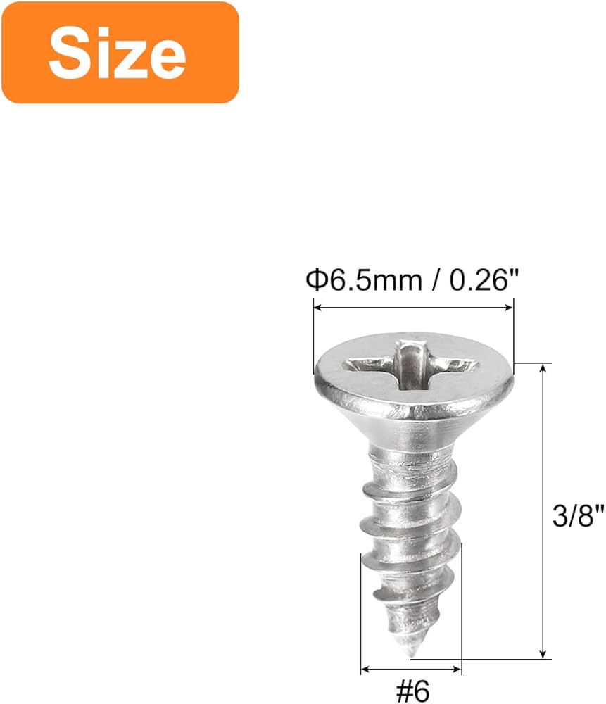 Amazon | uxcell 木ネジ #6x10 mm 平頭プラスセルフタッピングねじ 304