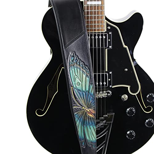 Walker And Williams KB-57 Morpho Papillon sculpté à la main en cuir noir de qualité supérieure - Les Beatles, Paul McCartney, John Lennon, RIngo Starr, George Harrison Walker And Williams KB-57 Morpho Papillon sculpté à la main en cuir noir de qualité supérieure – Image 3