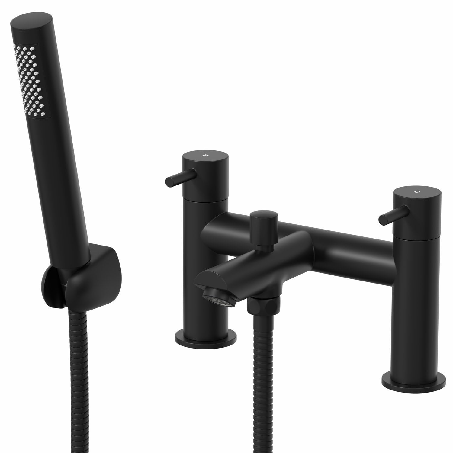 Architeckt Black Architeckt® Malmo Bathroom Bath Shower Mixer Tap Handset Hose Attachment Round Twin Lever Handle For Bathtub Modern,