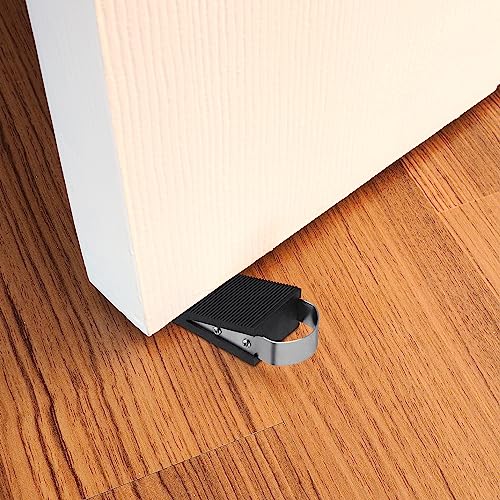 Relaxdays Set of 4 Door Wedges, Doorstop, Non-Slip, No Slamming, HWD: 3 x 5 x 12.5 cm, Rubber & Stainless Steel, Black - Image 2