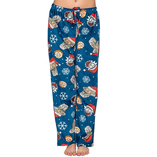 Rick and Morty Santa and Snowflakes Navy Lounge Pants3