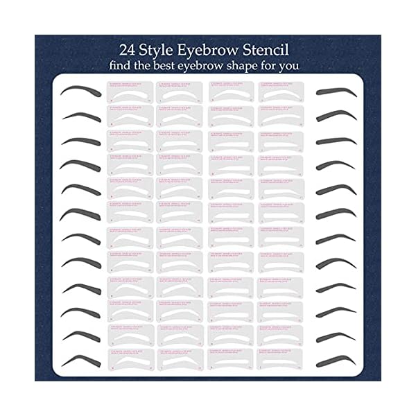 One Step Brow Stamp Shaping Kit - Professional Eyebrow Pencil Eyebrow Powder 24 Styles Eyebrow Stencil 4 Eyebrow Pen Brushes Long Lasting Waterproof Buildable Eyebrow Stamp Makeup (Light Brown)