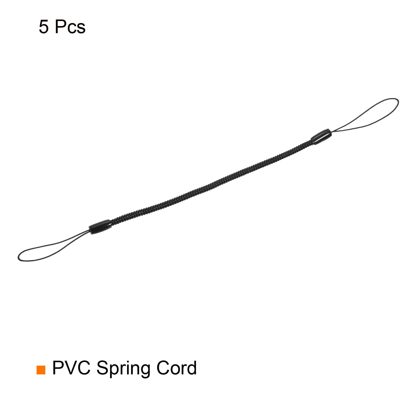 PATIKIL Retractable Spring Coil Straps 6", 5 Pack Plastic Spiral Stretchy Key Holder Stylus Lanyard Cord, Black - Image 3