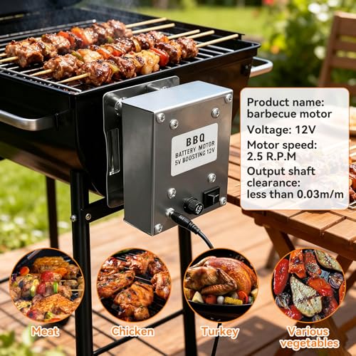 Gsycle Grill Rotisserie -Motor, Aluminiumlegierung 70 kg Last 12 V Power BBQ DC Rotisserie Motor Ersatz für universelle Grills