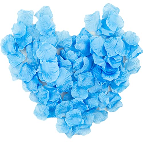 Lot de 1000 pétales de rose artificiels en soie sans goût pour décoration de mariage, confettis, table, Saint-Valentin, fête, bleu clair