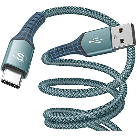 [2Pack 3.3ft+3.3ft] USB C Cable 3.1A Fast Charger Cable Braided Compatible for Samsung Galaxy S10 S9 S8 S20 S21 S22 A02s A03s A12/13 A21s/22/20 A32 A52s/51 A70/72 Note 20/10,Google Pixel,Oneplus-Green Cover