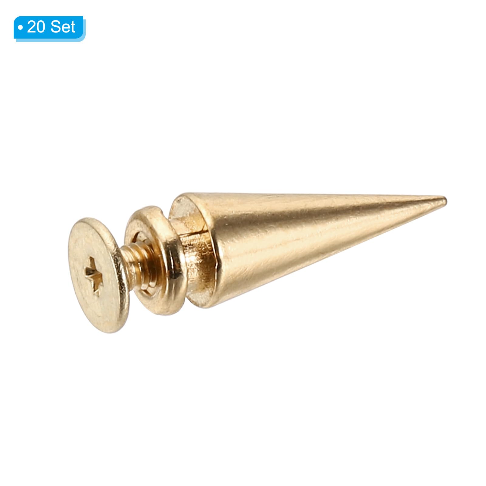 20 Set Borchie E Spine Per Pelle - Rivetti Metallici Tono Oro 7x20mm Per Fai Da Te - Foto 8