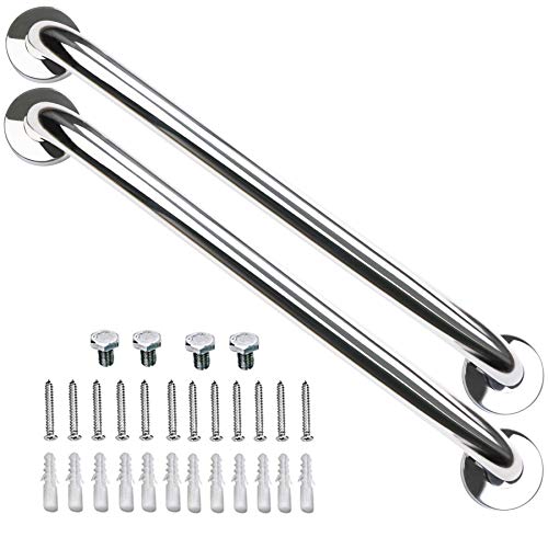 2 Pack 24 Inch Shower Grab Bar, Imomwee Chrome Stainless Steel Bathroom Grab Bar Handle, Bathroom Shower Balance Bar,Safety Hand Rail Support,Handicap Elderly Senior Assist Bath Handle(1.5" Diameter) #TOP12