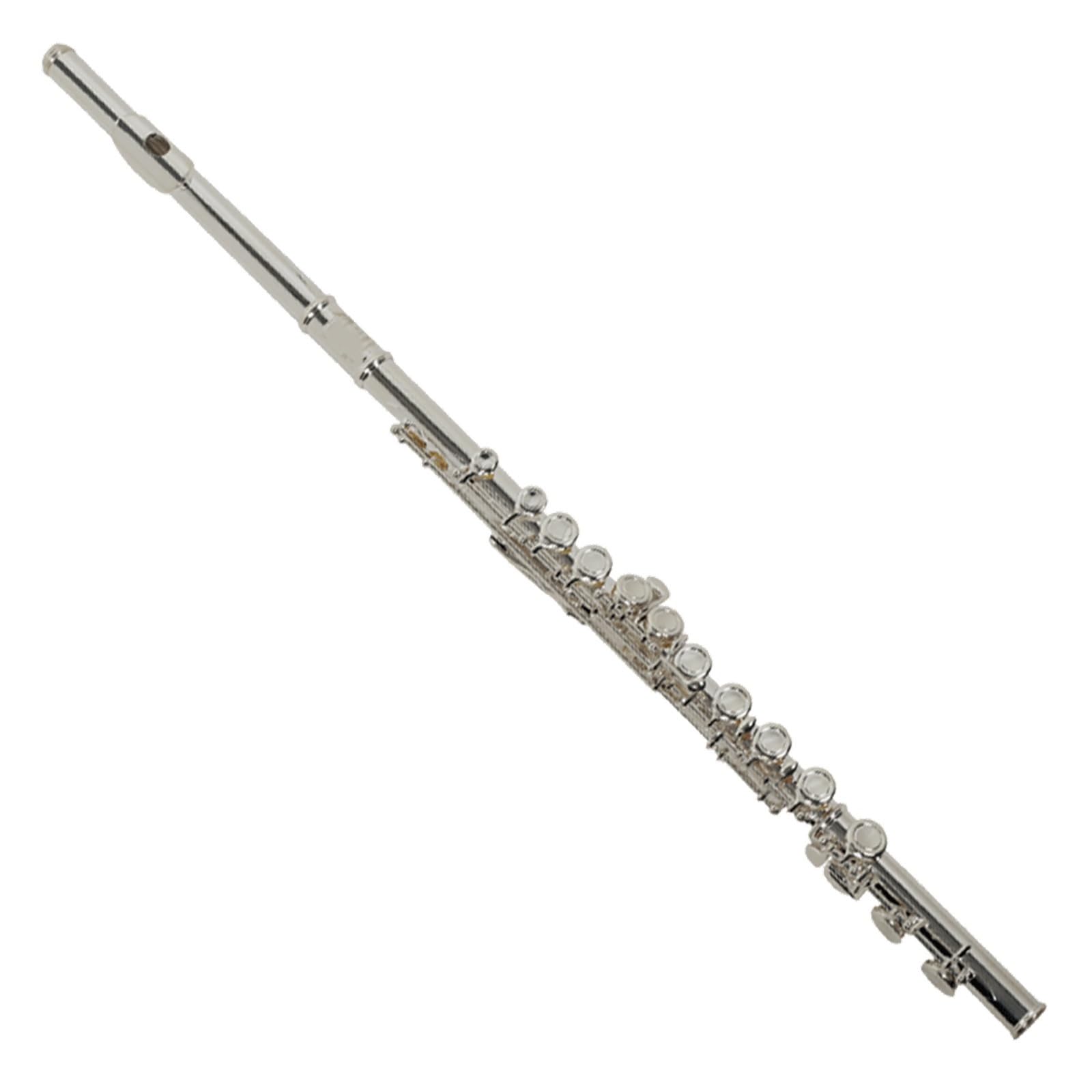 flauta de instrumento musical Flauta profesional 16 agujeros cerrados bañada en plata tono brillante
