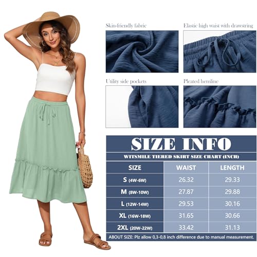 Image of Witsmile High Waist Tiered Skirts for Women Flowy Skirts for Women Long Length with Pockets 2026 Fashion Trendy