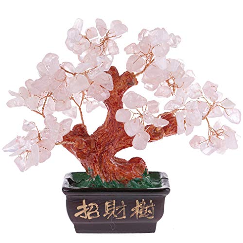 lachineuse Feng Shui Baum aus Rosenquarz – Glücksbaum 12 cm –...