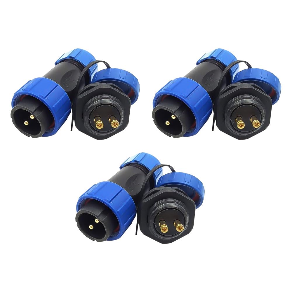 Uonecn 3 pcs SP2110 2 pin IP67 Waterproof LED Power Wire Connector Screw Press Connect Plug Aviation Connector
