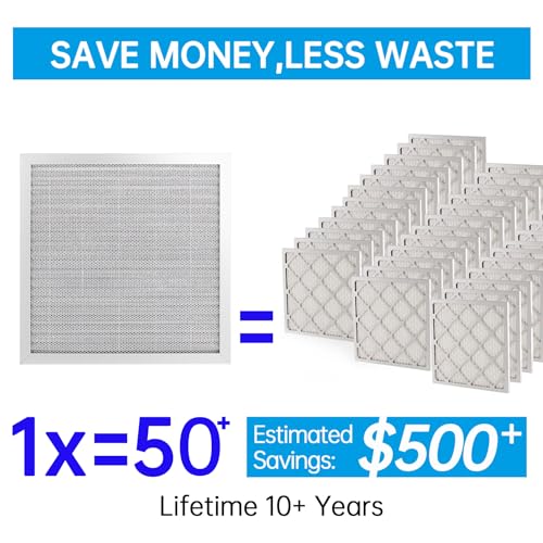 Image of UBeesize 14x14x1 Reusable Electrostatic Air Filter HVAC AC Furnace Filter,MERV 8, Washable, Lasts a Lifetime,Permanent Air Filter,Breathe Fresher,Home And Office(Actual Size:13.5x13.5x0.82 Inch)