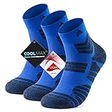 Avoalre Calcetines Deportivos, 3 Pares de Calcetines Running Hombre y Mujer con Coolmax y Lycra, Calcetines Atléticos para Correr, Maratón, Gimnasio, Baloncesto, Tallas 35 a 50 (Azul, 39-42 M)
