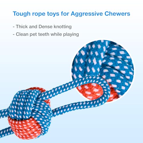 Image of Cotton Rope for Dogs and Pets |Knotted Woven Pet Dog Toy Eco-Friendly Cotton Rope Toys Medium /Small Dogs Toy |Chewing and Playing Teeth Cleaning and Training for Dogs and Puppies (Blue)