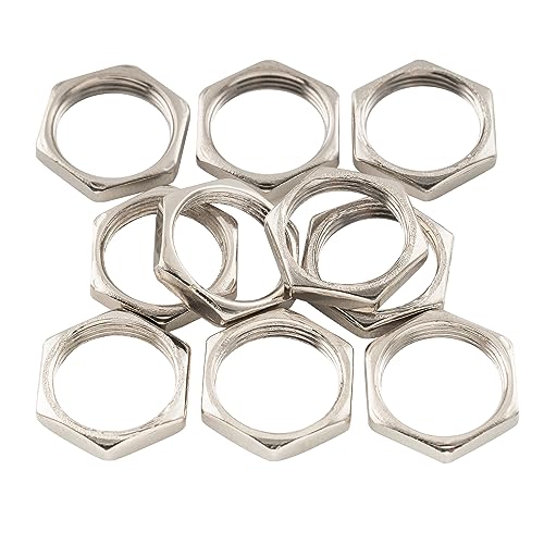 Musiclily Pro M12x0.75 Metric Guitar Input Output Jack Nuts for Metric Guitar Bass Cylinder Output Jack Sockets, Nickel (Set of 10)