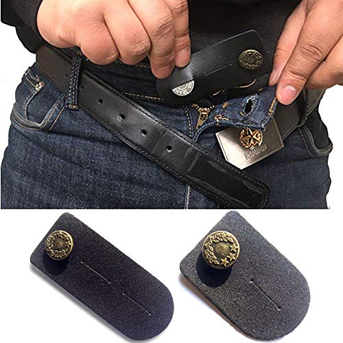 Juego de 2 extensores de cintura para hombre o mujer (negro) con botón de bronce para pantalones vaqueros, pantalones, faldas o pantalones cortos Cover