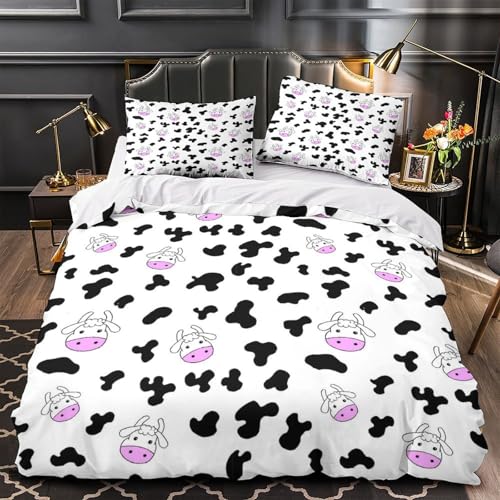 Drap de couette microfibre vache motif 3D avec éclair caché King 220x240 - 2
