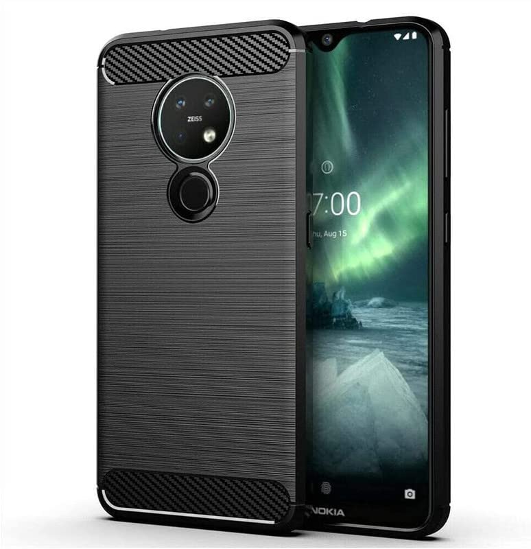 Image of NPRC Hybrid Ultra Slim Protective Case TPU Non-Slip Carbon Fiber Texture Shockproof Case Cover for Nokia 3.4 - Black