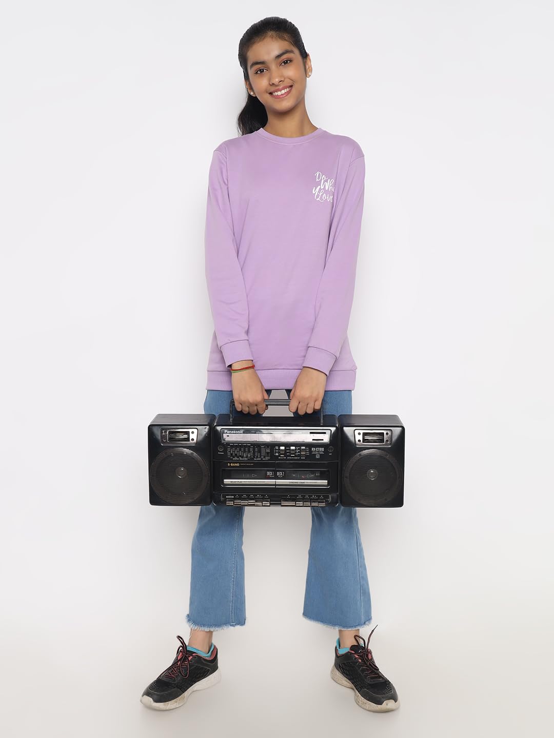 TotzTouch Cotton Girls Round Neck Sweatshirt Winter Wear T-Shirt Graphic Printed Regular Fit Korean Style Purple | Pink | Blue 1 Pack Age 3 to 15Years (Pack Contains Only T-Shirt) 4