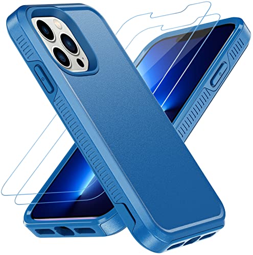 RubCase for iPhone 13 Pro Max Case, with 2X Screen Protector, Heavy Duty Military Grade Protection Full Body Shockproof Drop Proof Rugged Protective Cover for Apple iPhone 13 Pro Max (Sea Blue)