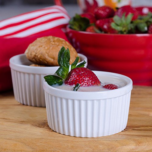 SZUAH Porcelain Ramekins, 4oz Baking Ramekins for Souffle, Creme Brulee, Appetizer, Custard, Pudding and Ice Cream, Set of 9.