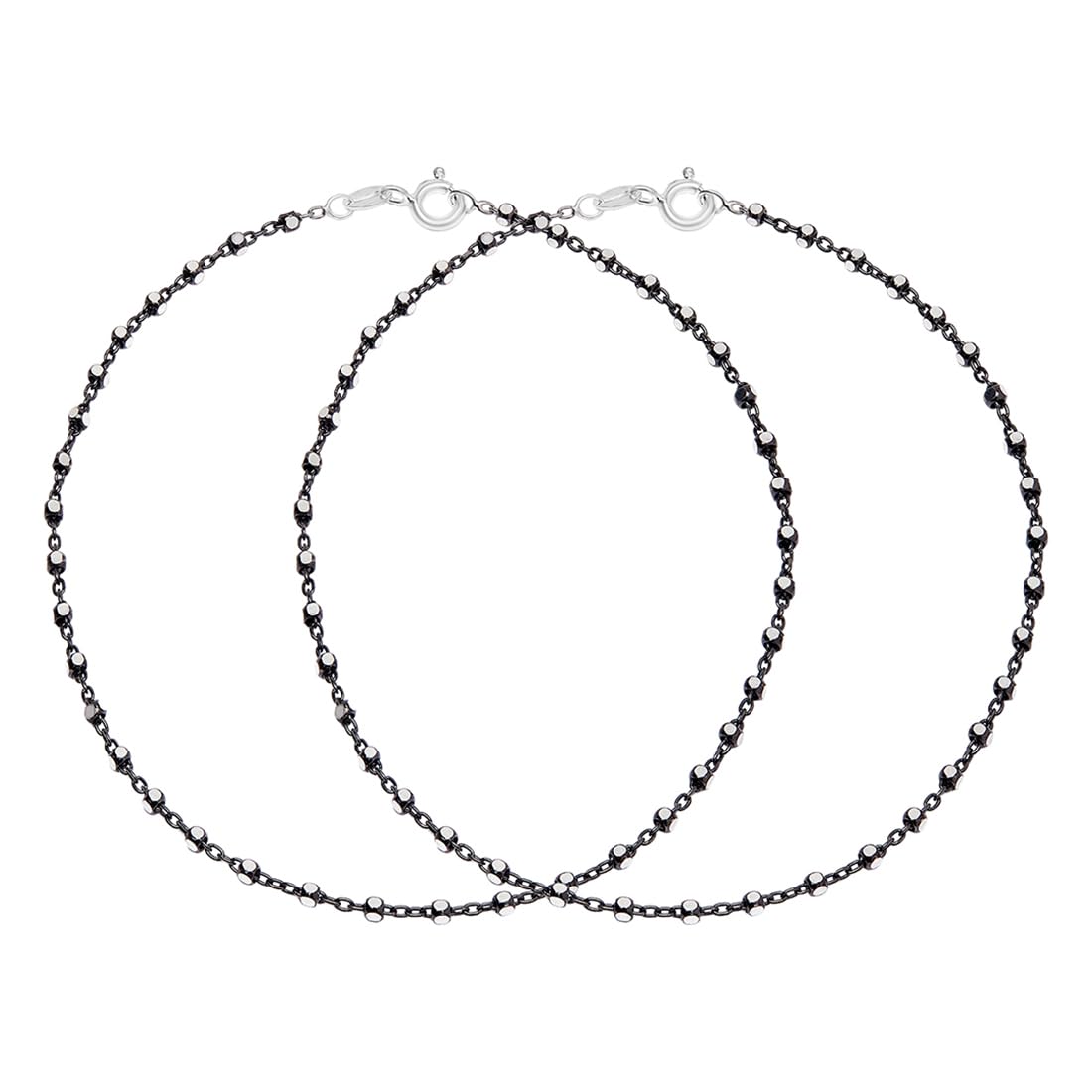 zavya 925 Sterling Silver Beaded Black Rhodium Plated Chain Anklet (Pair) | Gift for Women & Girls | With Certificate of Authenticity & 925 Hallmark-picture-49
