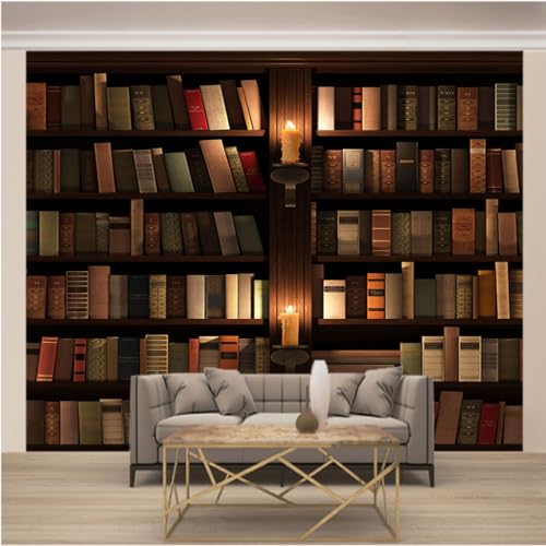 Art papier peint intissé mural haut de gamme effet bibliothèque - 2