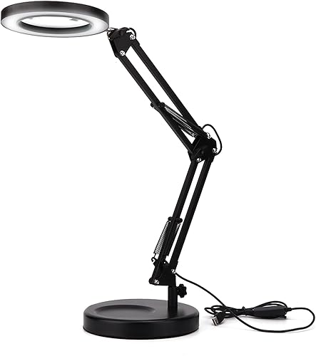 Miniatura 9 de Lámpara de lupa, lámpara de aumento regulable, brazo oscilante ajustable, lupa iluminada, lámpara de escritorio, lámpara de escritorio USB, lámpara