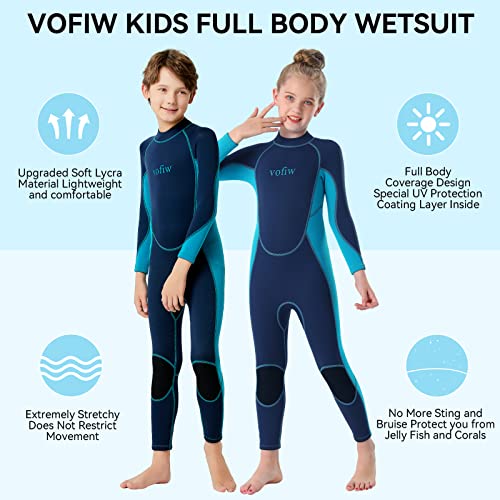 Vofiw Kids Wetsuit Size 6 Boys 2.5Mm Neoprene Wet Suit Long Sleeve Back Zip Wetsuits Child Toddler Full Body Swimsuit For Surfing Swimming (Navy, 6) #TOP3
