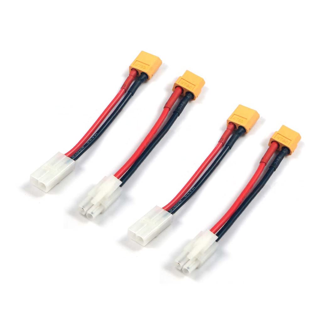 JFtech 2 Pairs Big Tamiya Style Connector to XT60 Connector Plug 10cm 14AWG Soft Silicone Wire Conversion Connector Adapter Cable for RC Hobby Model