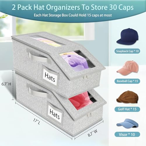 Organisateur du chapeau de baseball : lot de 2 racks de placard empilables