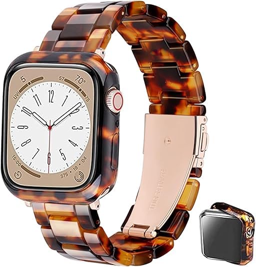 Omter Band with Case Compatible with Apple Watch 49mm 46mm 45mm 44mm 42mm 41mm 40mm 38mm,Women Men Fashion Resin Strap Bumper for iWatch Ultra 3/2/1