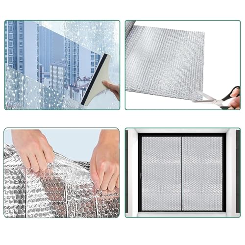 MZQMK Double Reflective Bubble Foil Insulation Foam, Aluminum Foil Thermal Insulation Radiant Barrier for Window, Garage Door, RV, Roof(5MM)