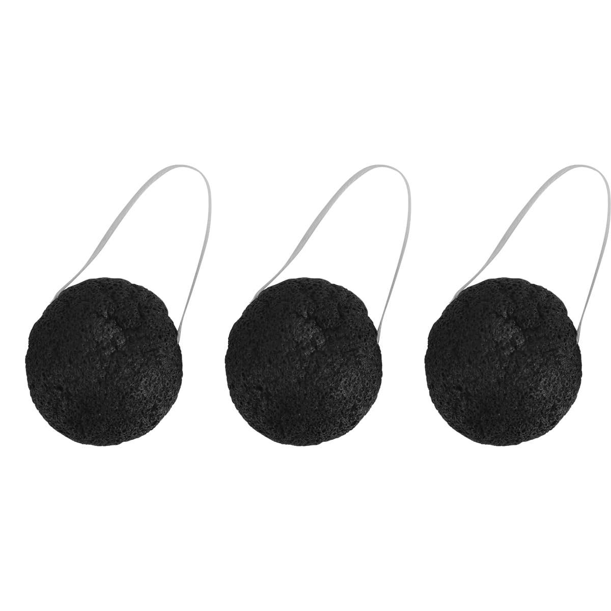 Muiltvoe 3 pcs Natural Konjac Face Sponges with Activated Charcoal and Aloe Vera for Gentle Face Cleanser Scrub Sustainable Cleansing Sponges for All Skin Types Black