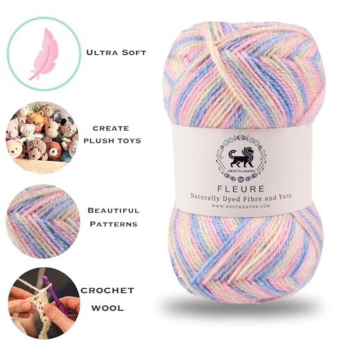 Image of Nestnhaven Acrowools Fleure Hand Knitting and Crochet Yarn. Pack of 1 Ball - 100gms. Shade no - NNHF (Multicolor25) | (500 Gm)