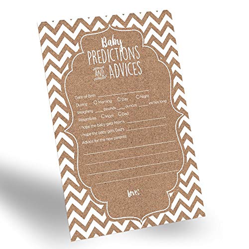 60-Pack Gender Neutral Baby Prediction Cards for Gender Reveal Party, Rustic Baby Prediction and Advice Card for New Parents, Fun Gender-Neutral Prediction Cards for Baby Shower